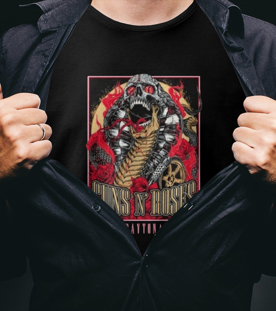 Guns N' Roses May 7 2026 Welcome To Rockville Daytona Beach Festival Skeleton Snake Roses T-Shirt
