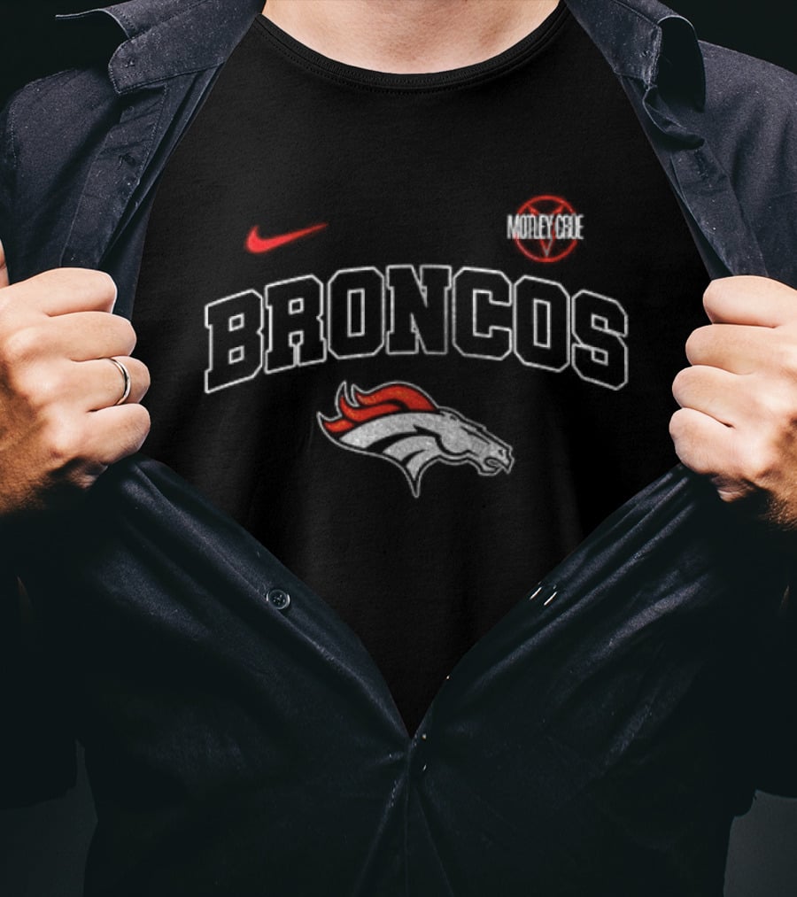 Denver Broncos Motley Crue Nike Collaboration Broncos Helmet T-Shirt