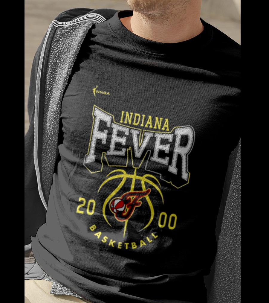 Indiana Fever Basketball 2000 Team Logo Yellow And Red T-Shirt