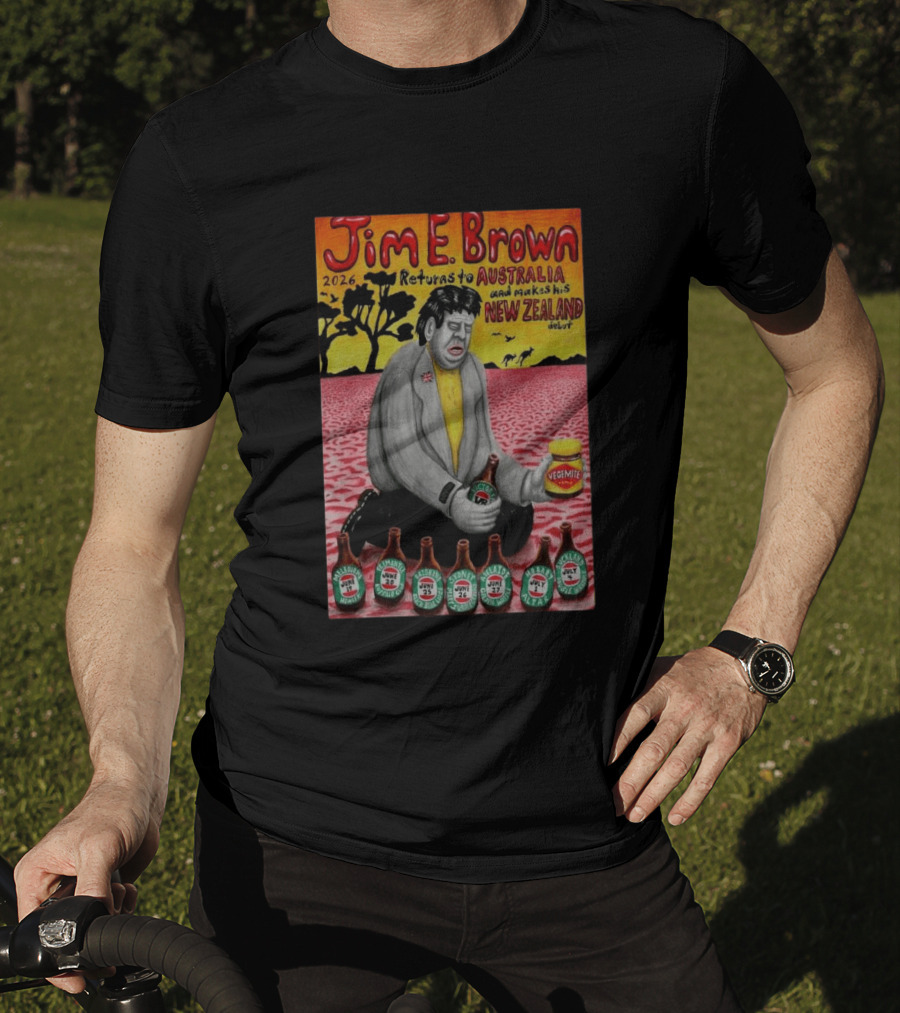 Jim E. Brown 2026 Returns To Australia New Zealand Debut Vegemite T-Shirt