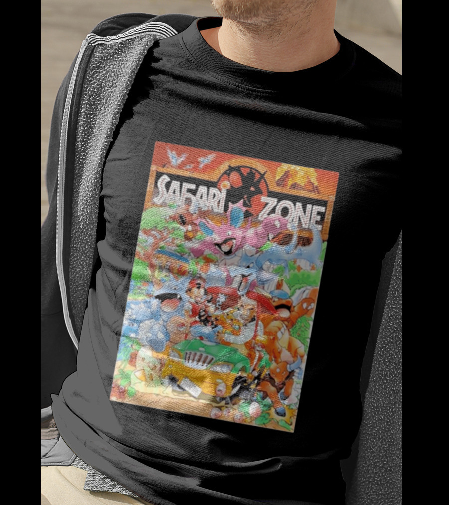 Safari Zone Adventure Pokémon Characters And Professor Interaction T-Shirt