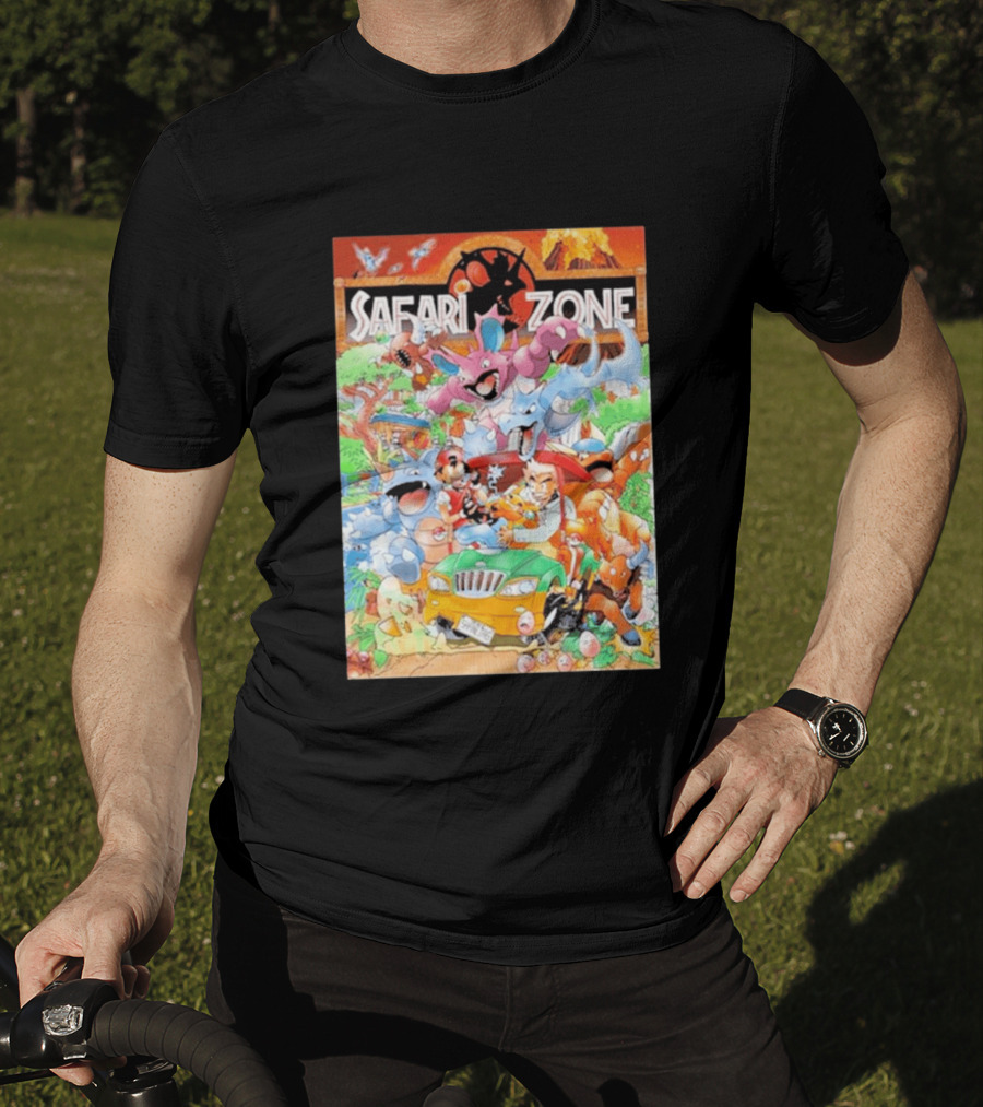 Safari Zone Adventure Pokémon Characters And Professor Interaction T-Shirt