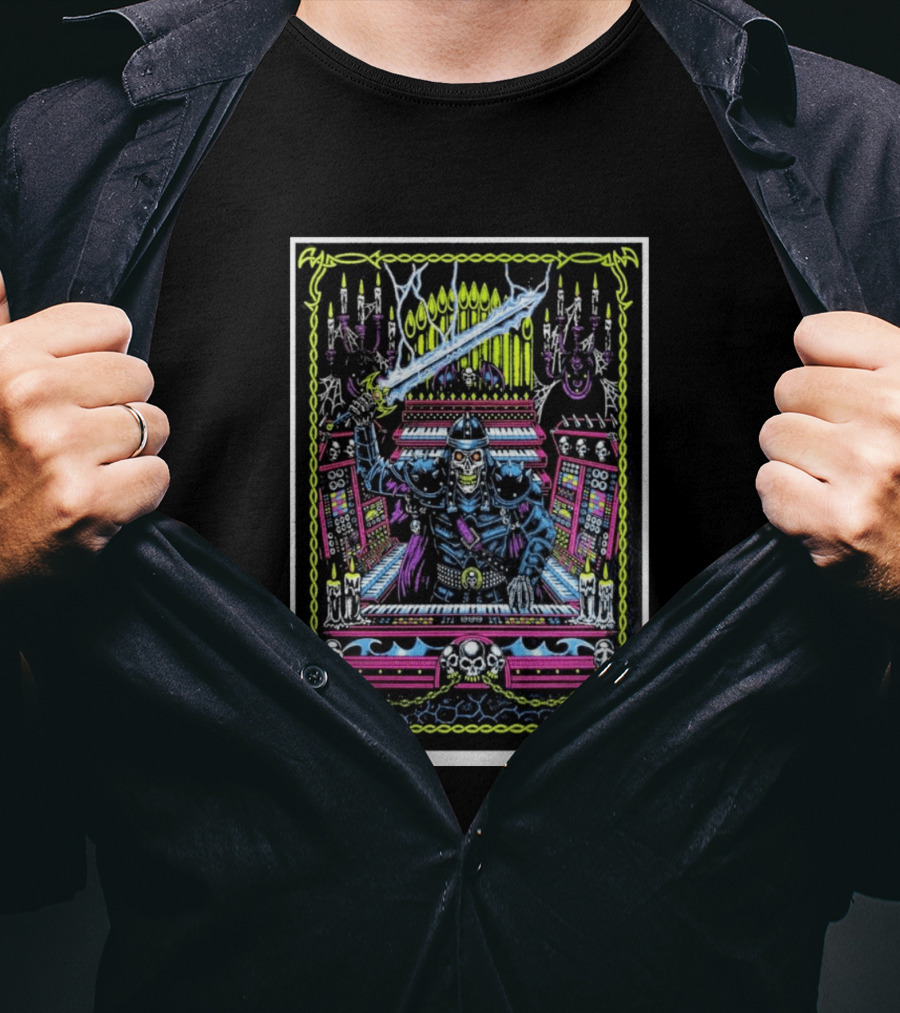 Out Of Season Skeleton Warrior Organist T-Shirt
