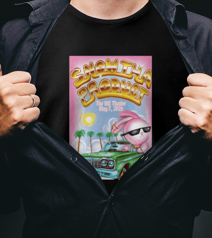 SNOW THA PRODUCT UC Theatre May 7 2026 Pink Bunny Sunglasses Lowrider Palms T-Shirt