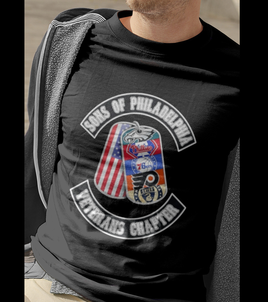 Sons Of Philadelphia Sports Veterans Chapter Dog Tags Eagles Phillies 76ers Flyers Union T-Shirt