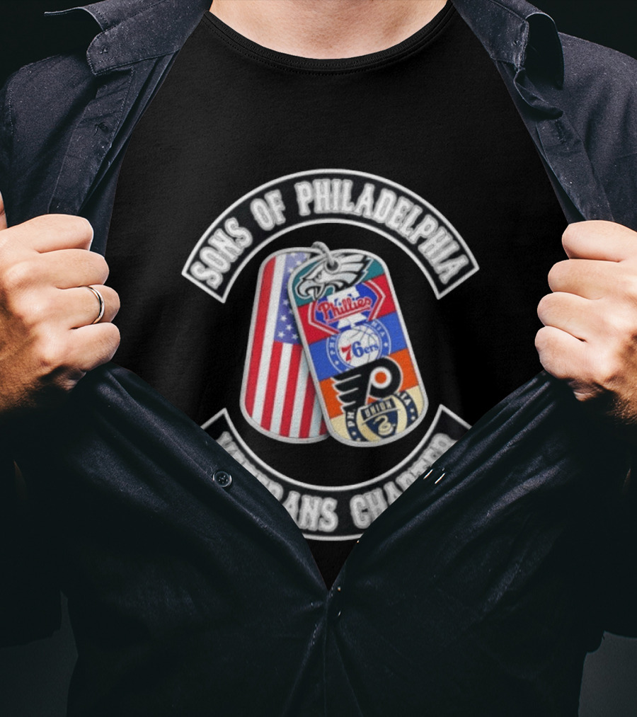 Sons Of Philadelphia Sports Veterans Chapter Dog Tags Eagles Phillies 76ers Flyers Union T-Shirt