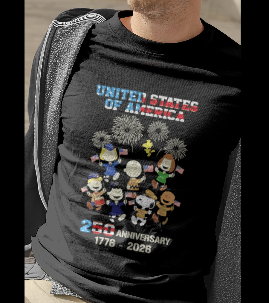 United States Of America 250th Anniversary 1776 2026 Snoopy Peanuts Characters Celebration T-Shirt