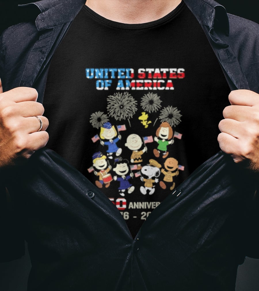 United States Of America 250th Anniversary 1776 2026 Snoopy Peanuts Characters Celebration T-Shirt