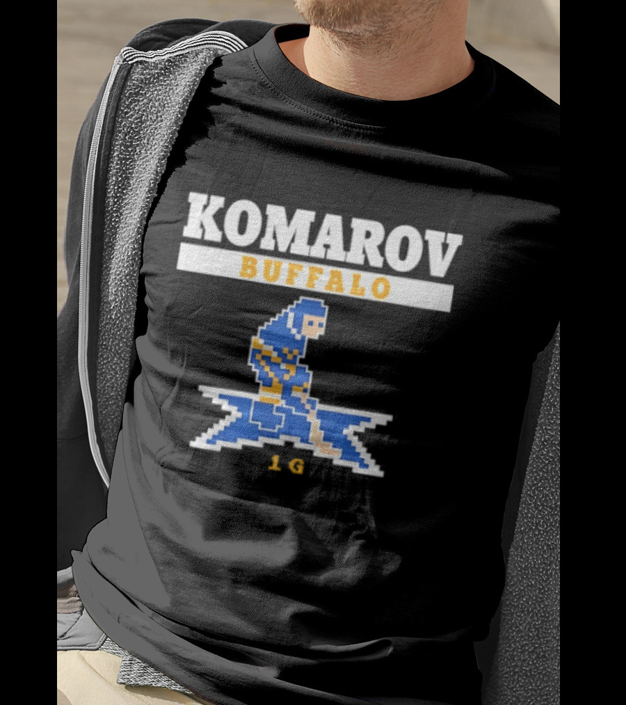 Komarov Buffalo Sabres 76 Hockey Pixel T-Shirt