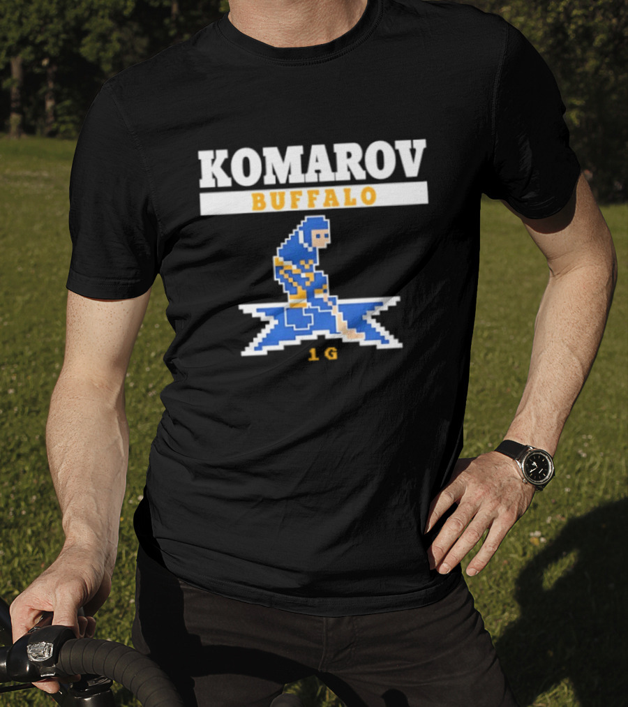 Komarov Buffalo Sabres 76 Hockey Pixel T-Shirt