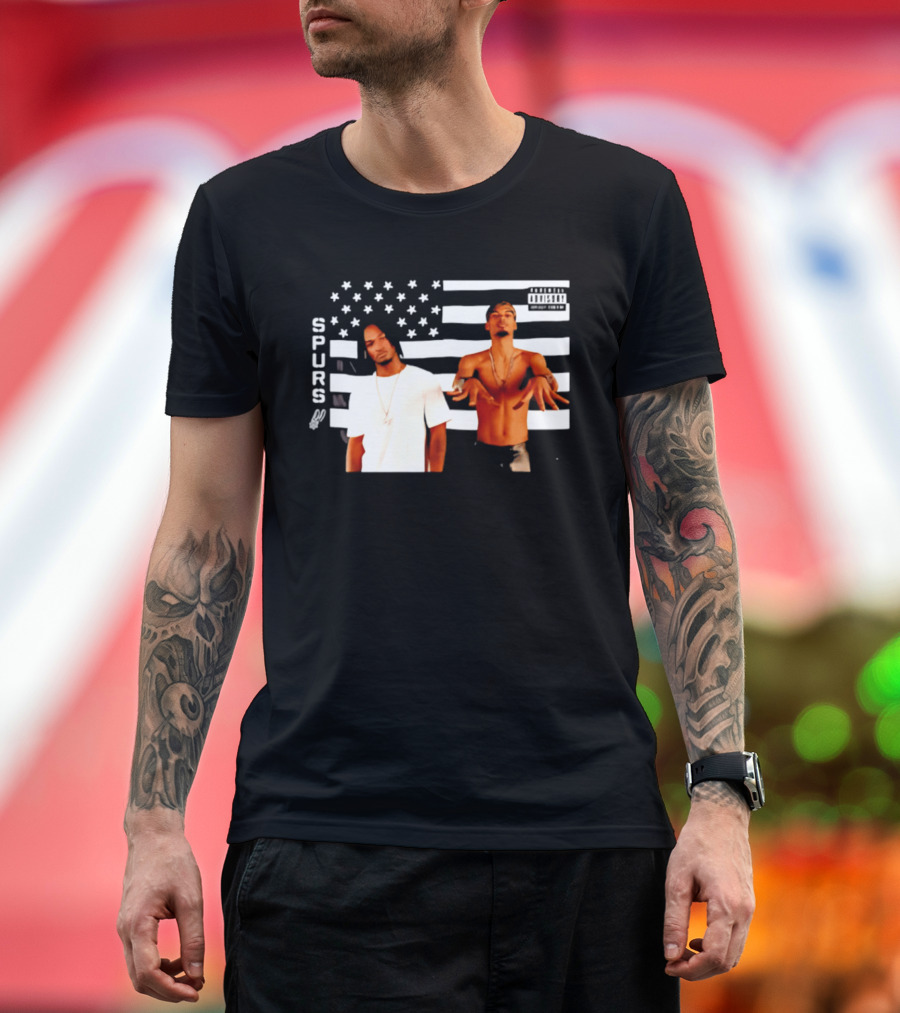 Spurs Wemby And Castle Stankonia American Flag T-Shirt