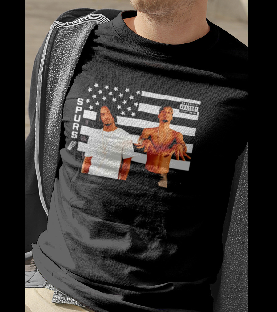Spurs Wemby And Castle Stankonia American Flag T-Shirt