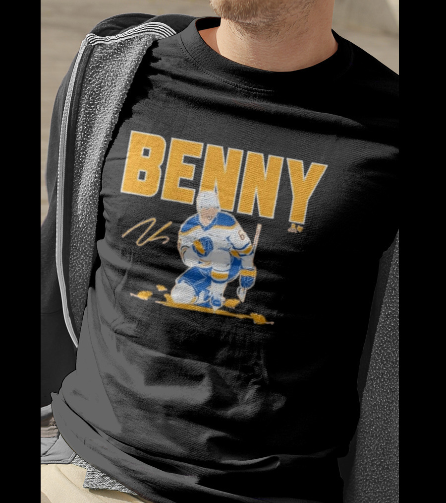 Benny 66 Hockey Player Buffalo Blue And Gold T-Shirt