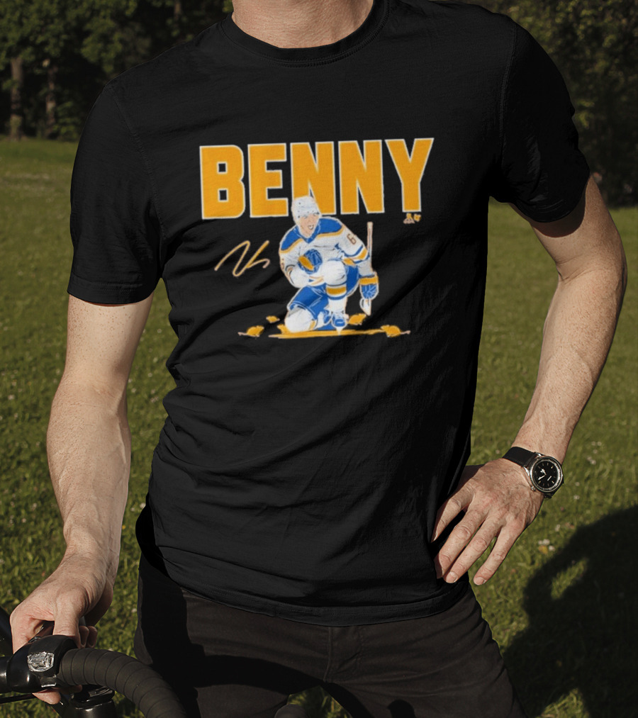 Benny 66 Hockey Player Buffalo Blue And Gold T-Shirt