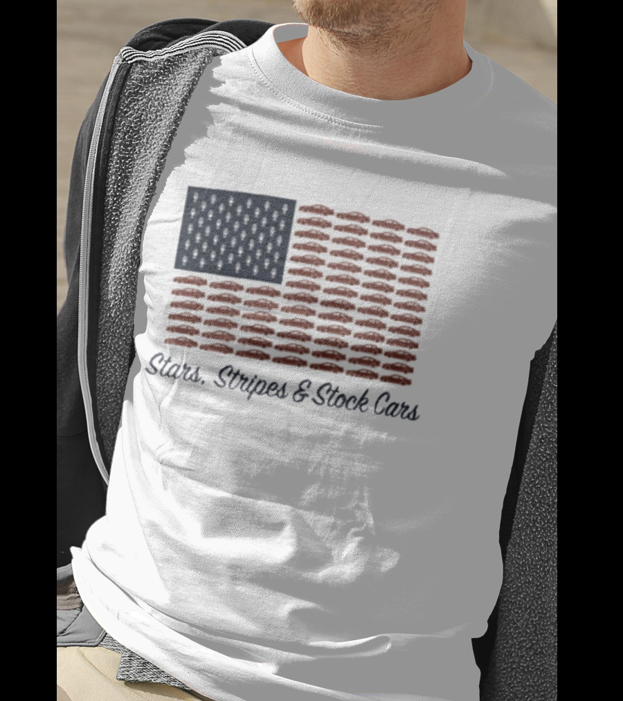 Dirtymo Media Stars Stripes Stock Cars America Flag Racing T-Shirt