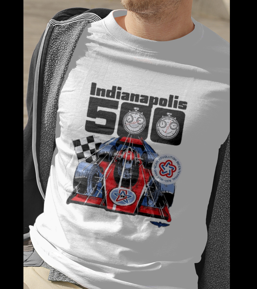 Indianapolis 500 1976 60th Anniversary Racing Car American Revolution Bicentennial T-Shirt