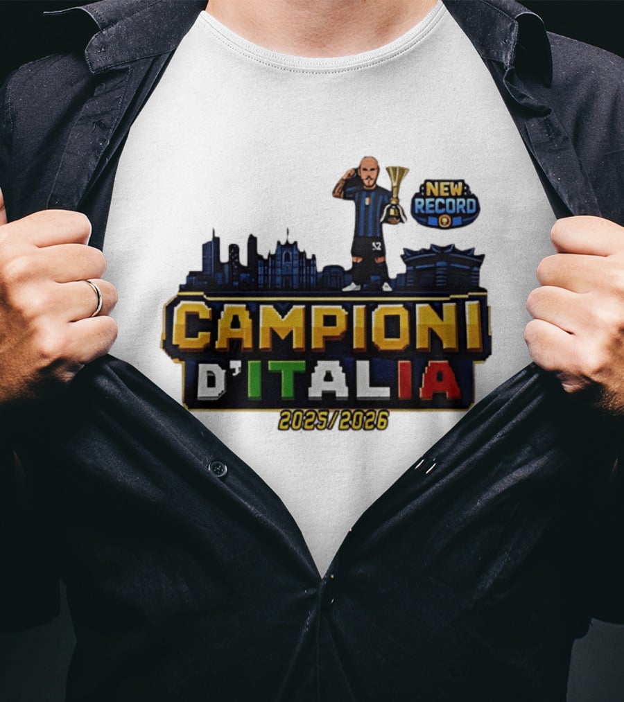 Campioni D'Italia 2025 2026 Inter Milan New Record City Skyline T-Shirt