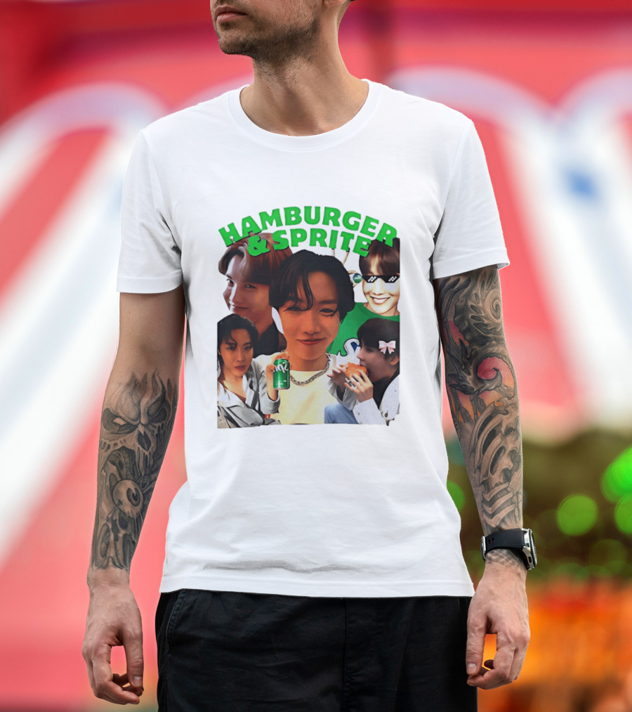 J Hope BTS Hamburger & Sprite Collage T-Shirt