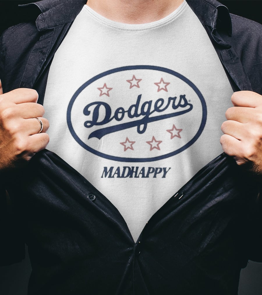 Los Angeles Dodgers Madhappy Oval Heavyweight Fleece Dodgers Stars T-Shirt
