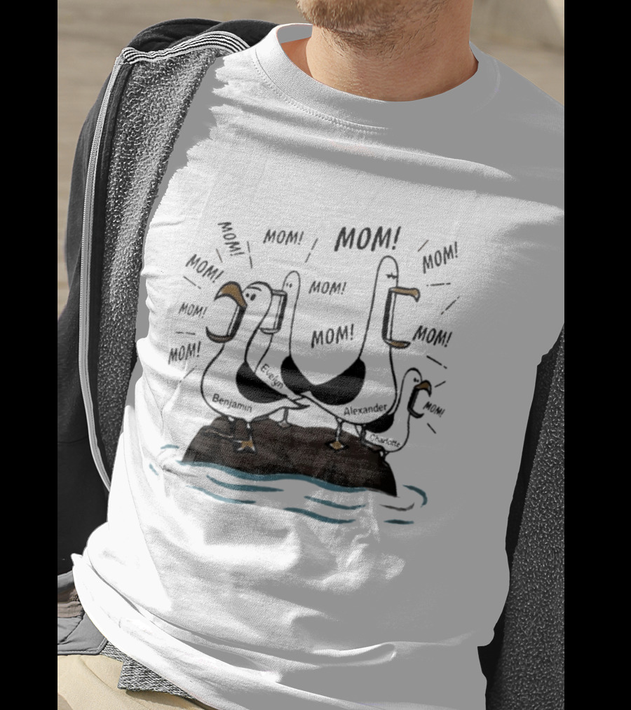 Mom Seagull Chaos With Benjamin Evelyn Alexander On Island T-Shirt