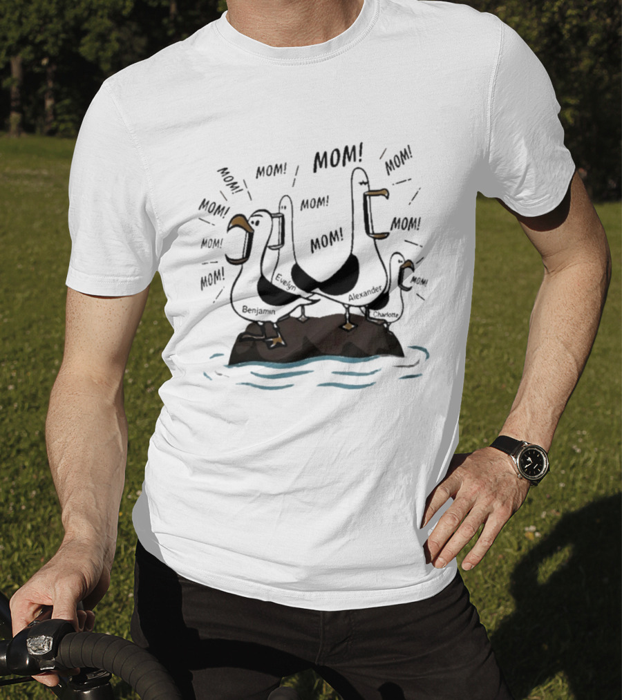 Mom Seagull Chaos With Benjamin Evelyn Alexander On Island T-Shirt