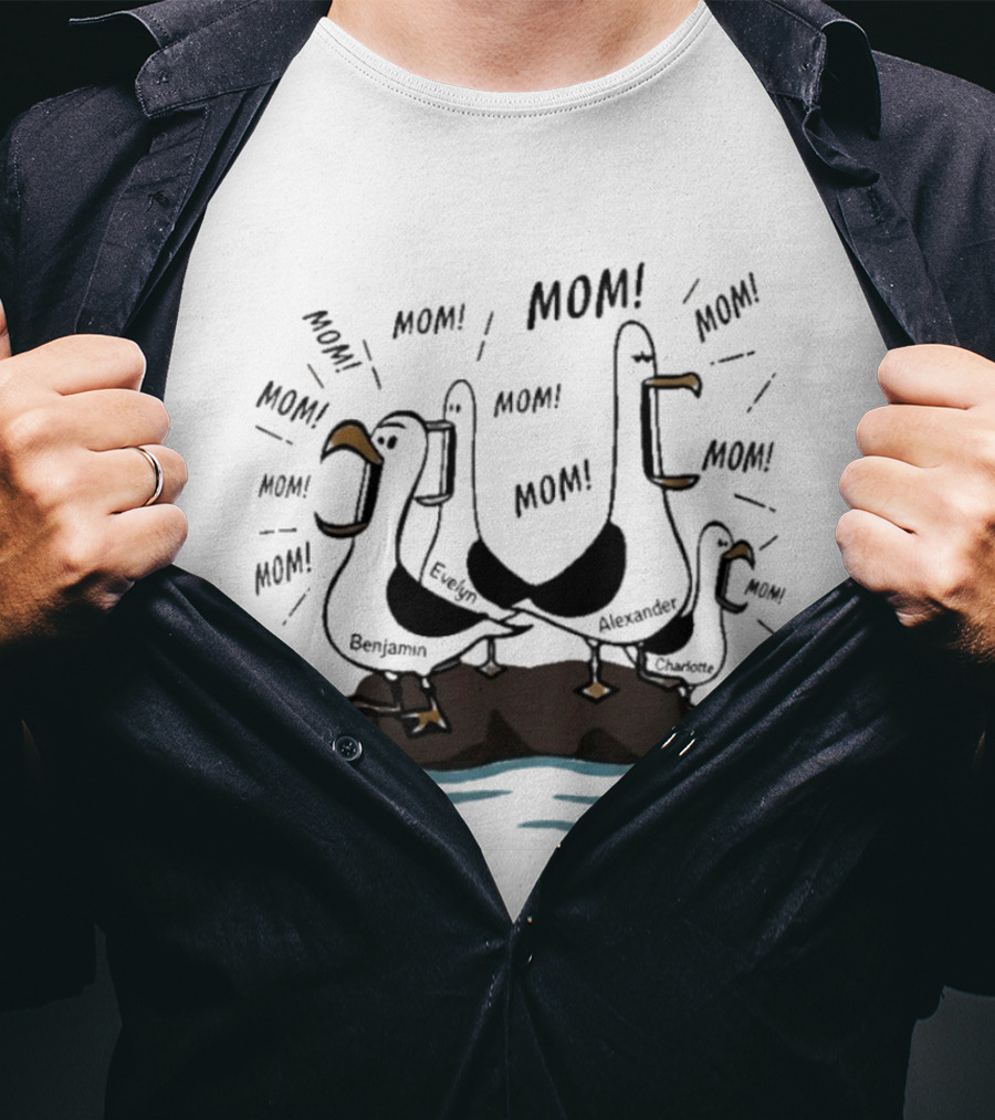 Mom Seagull Chaos With Benjamin Evelyn Alexander On Island T-Shirt
