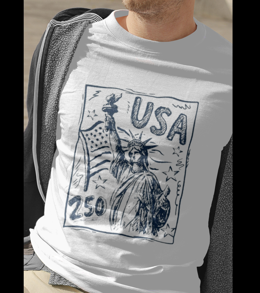USA Statue Of Liberty American Flag 250 Stars T-Shirt