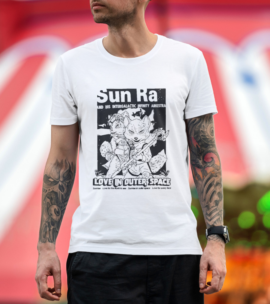 Sun Ra And His Intergalactic Infinity Arkestra Love In Outer Space Visual With Cartoon Characters T-Shirt