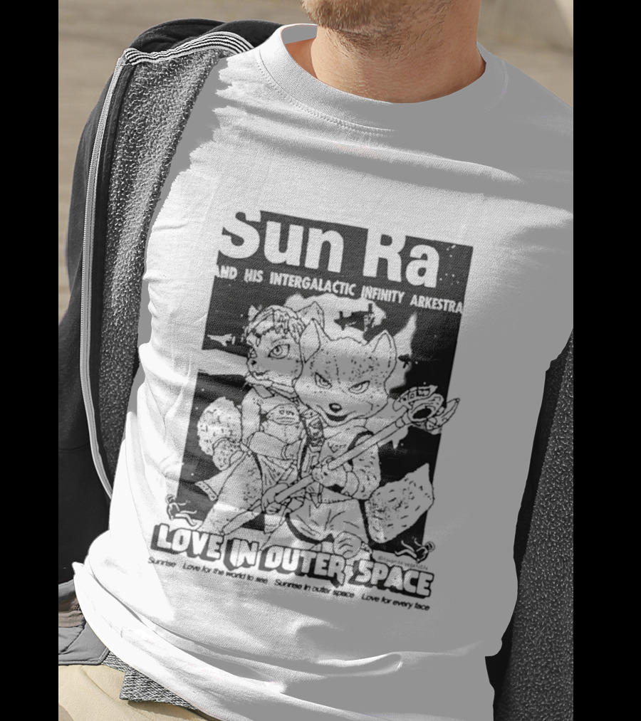 Sun Ra And His Intergalactic Infinity Arkestra Love In Outer Space Visual With Cartoon Characters T-Shirt