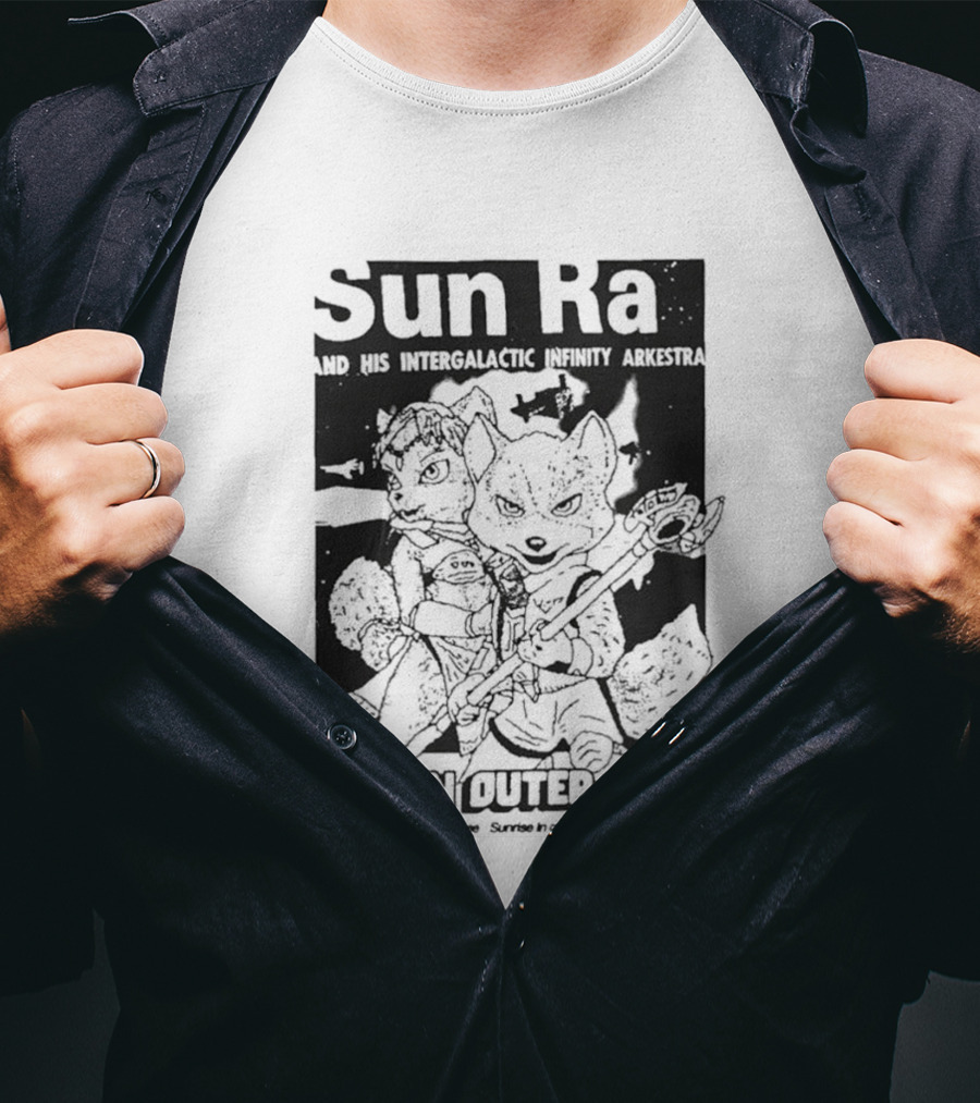Sun Ra And His Intergalactic Infinity Arkestra Love In Outer Space Visual With Cartoon Characters T-Shirt