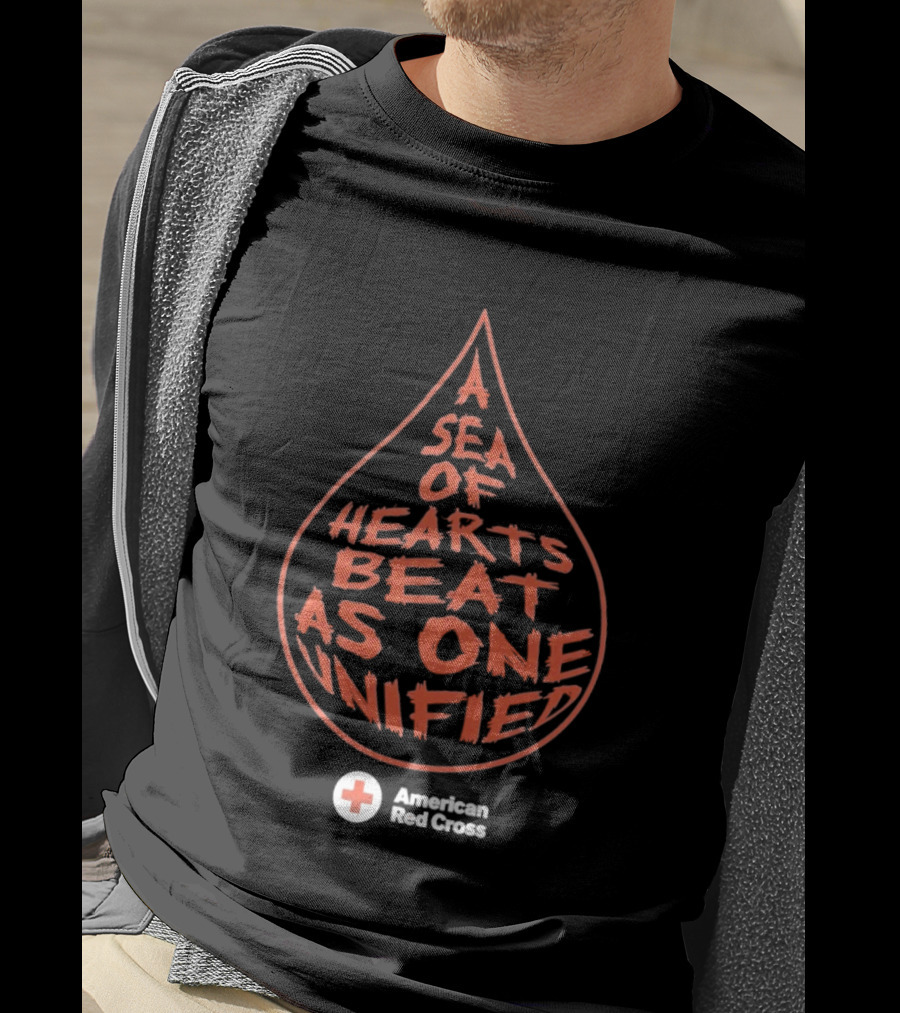 A Sea Of Hearts Beat As One Unified American Red Cross Droplet T-Shirt