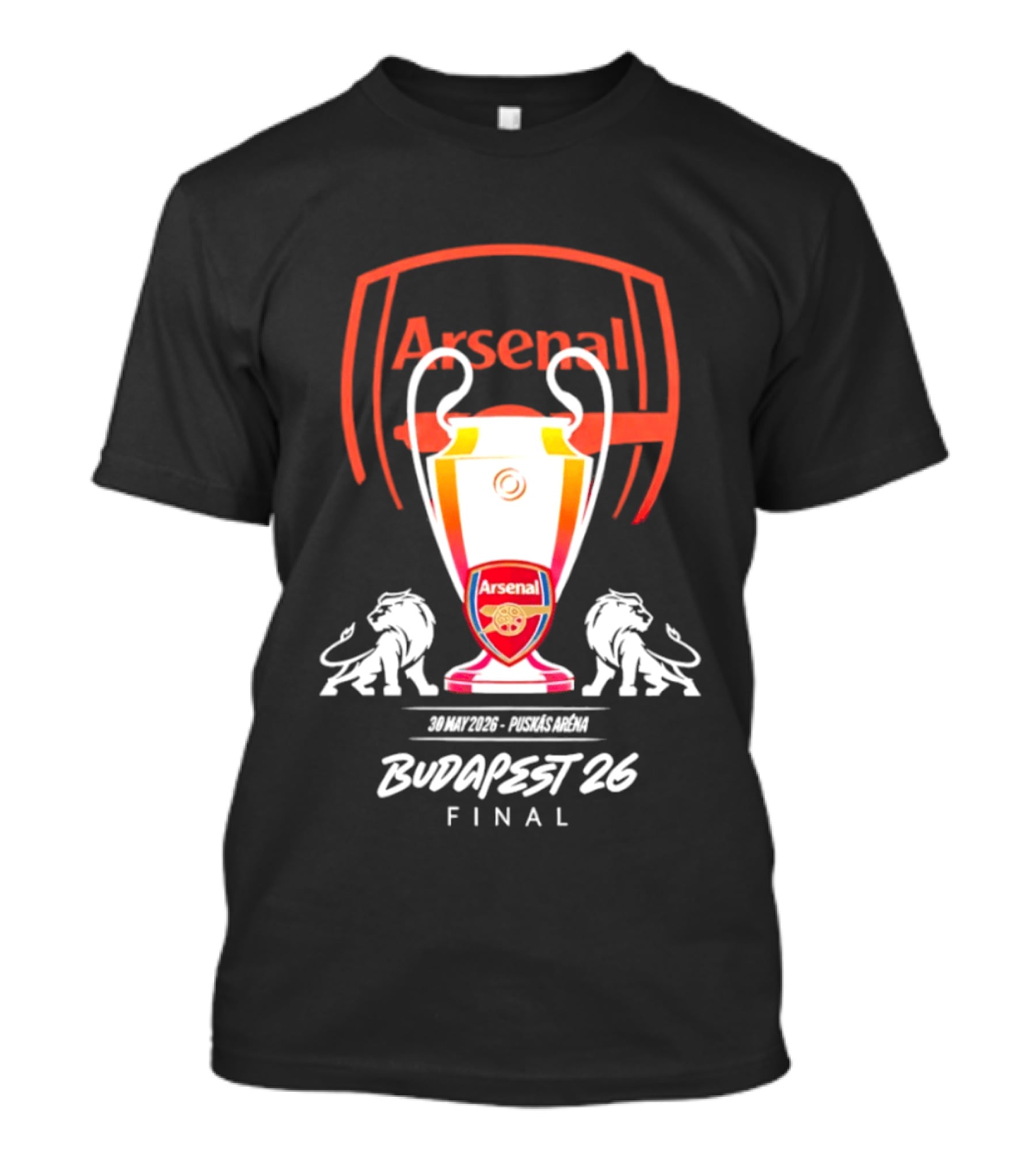 Arsenal Budapest 26 Final Champions League Trophy Lions T-Shirt