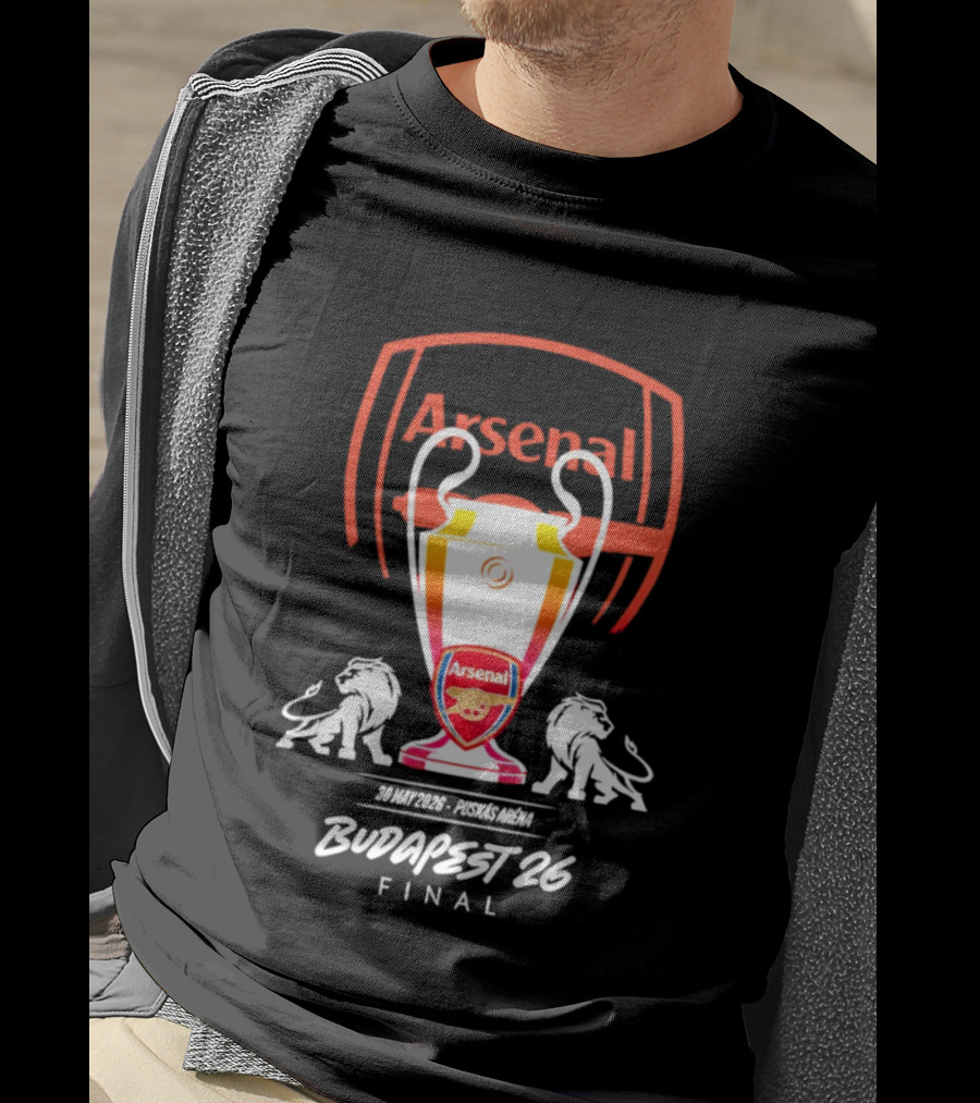 Arsenal Budapest 26 Final Champions League Trophy Lions T-Shirt