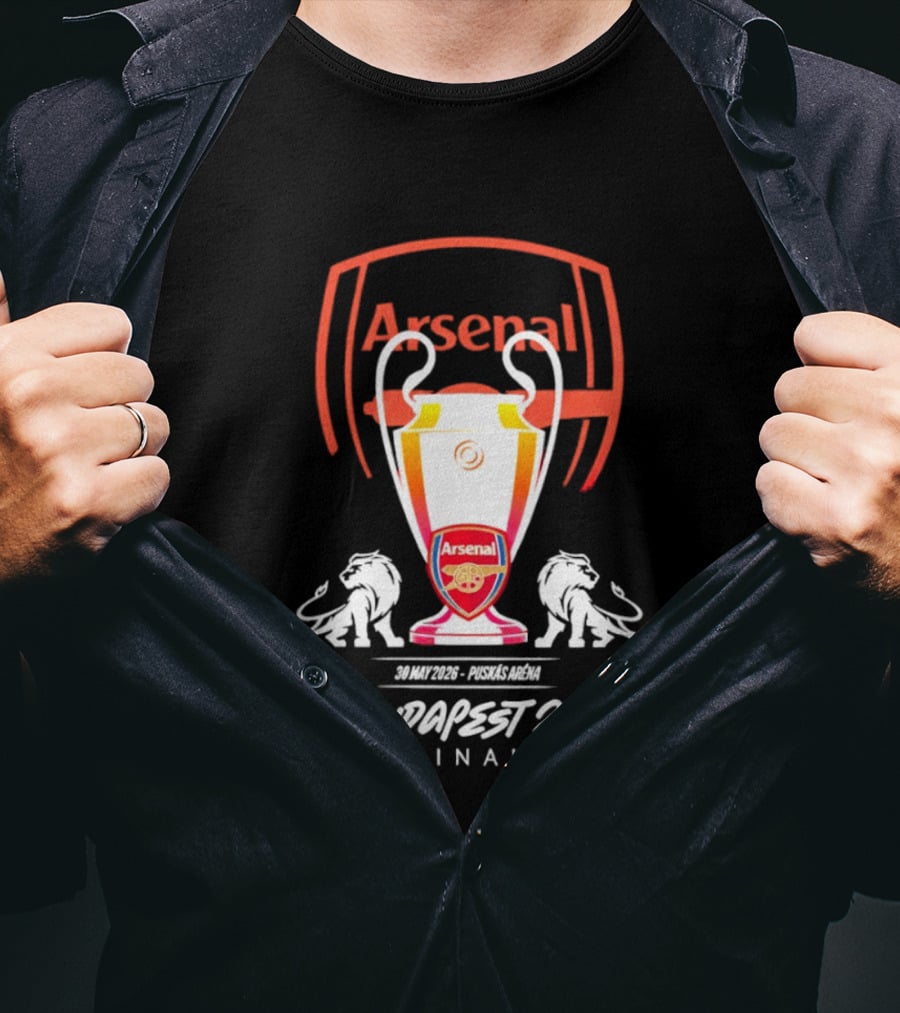 Arsenal Budapest 26 Final Champions League Trophy Lions T-Shirt