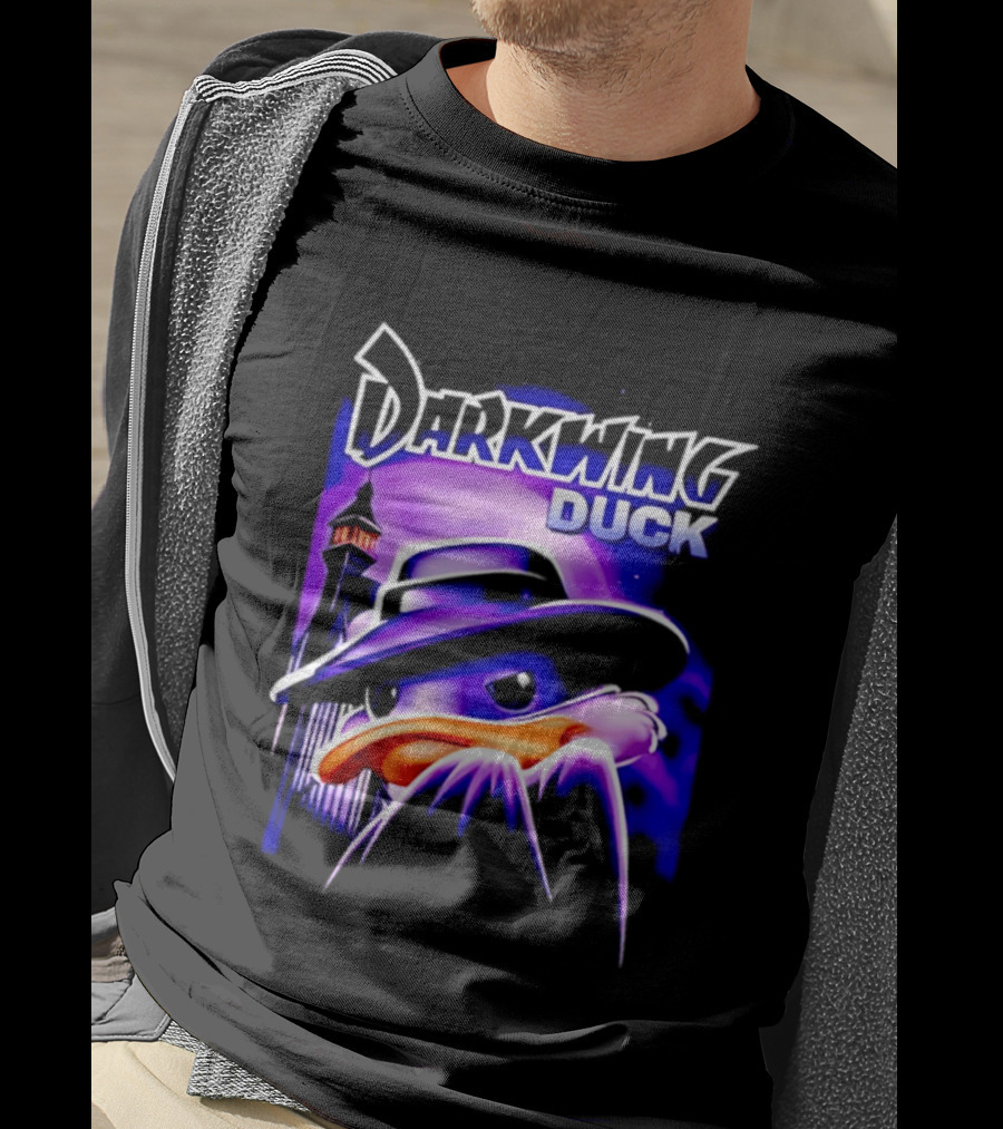 Darkwing Duck Funko Figure Iconic Character With Hat And Cityscape T-Shirt