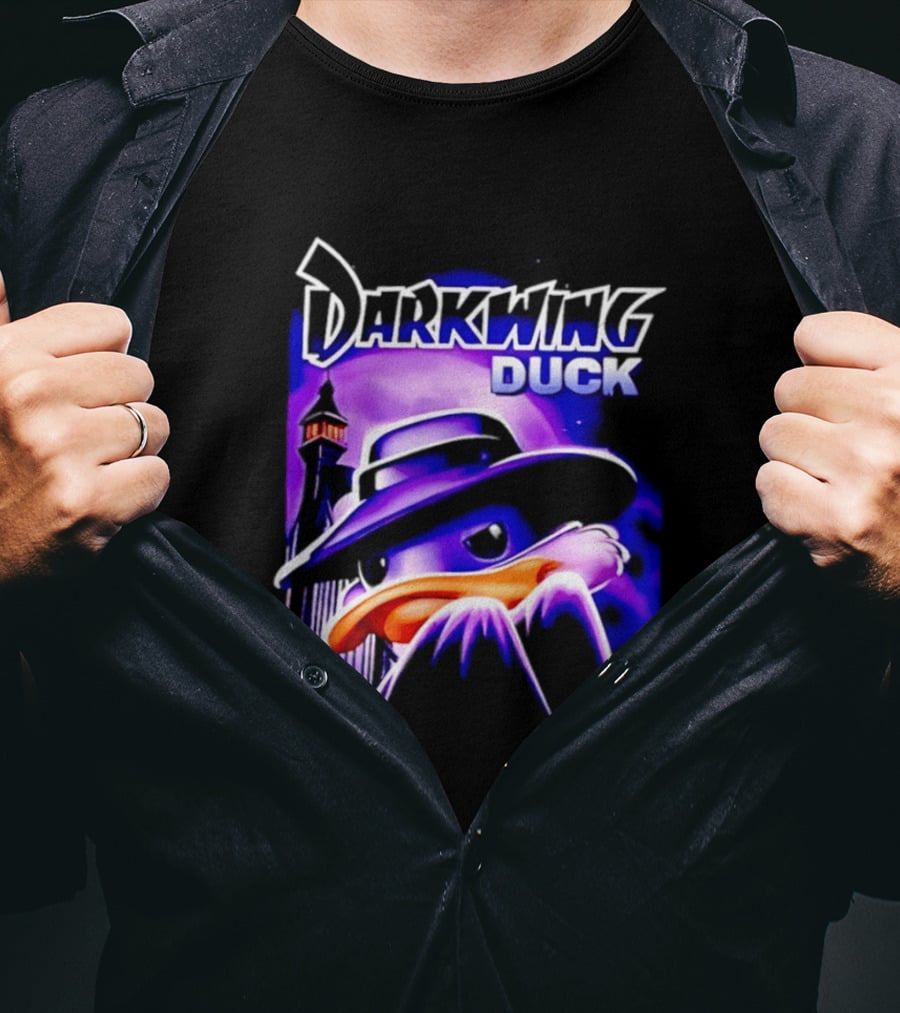 Darkwing Duck Funko Figure Iconic Character With Hat And Cityscape T-Shirt