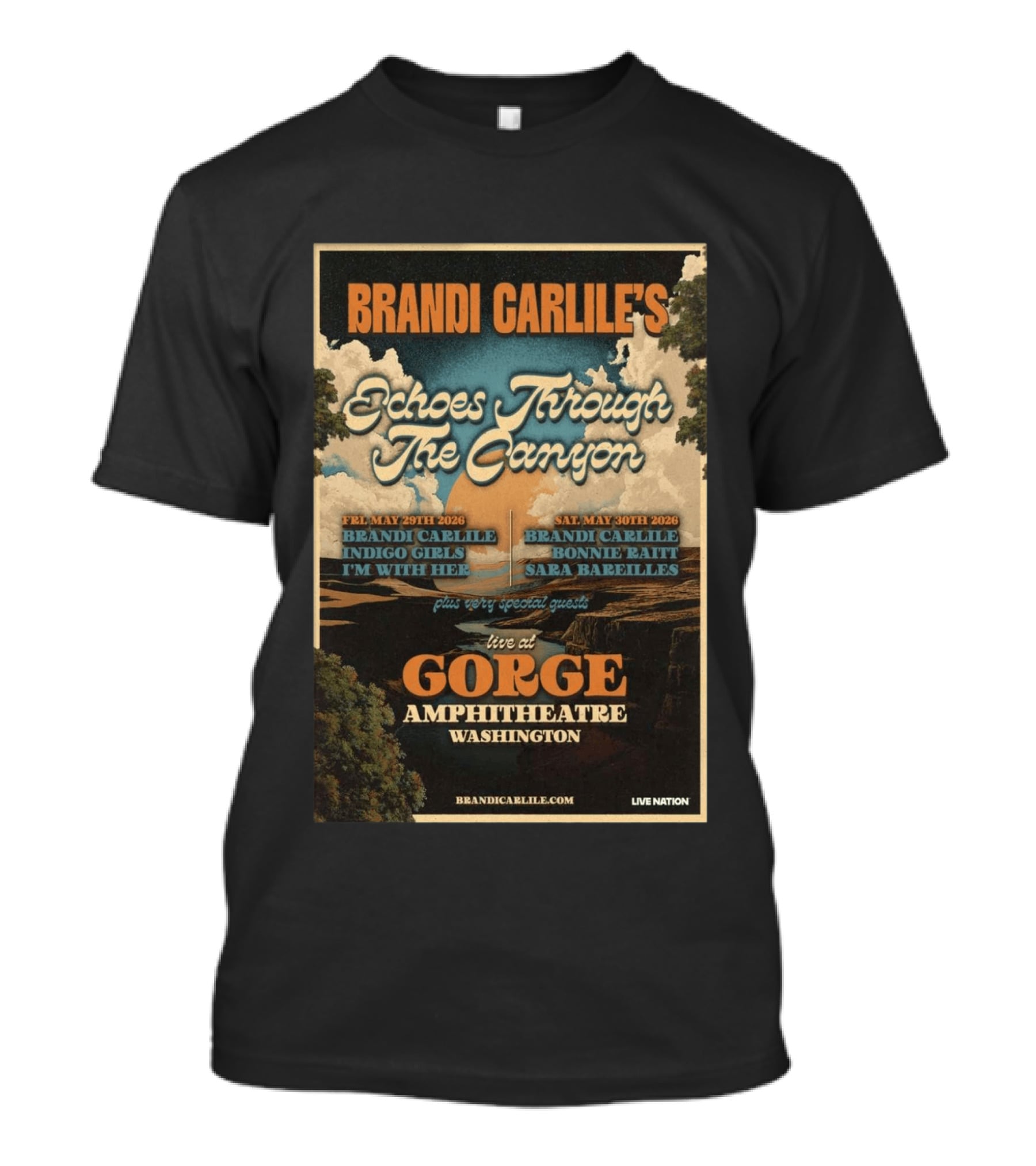 Brandi Carlile Echoes Through The Canyon Live At Gorge Amphitheatre Washington May 29 30 2026 T-Shirt
