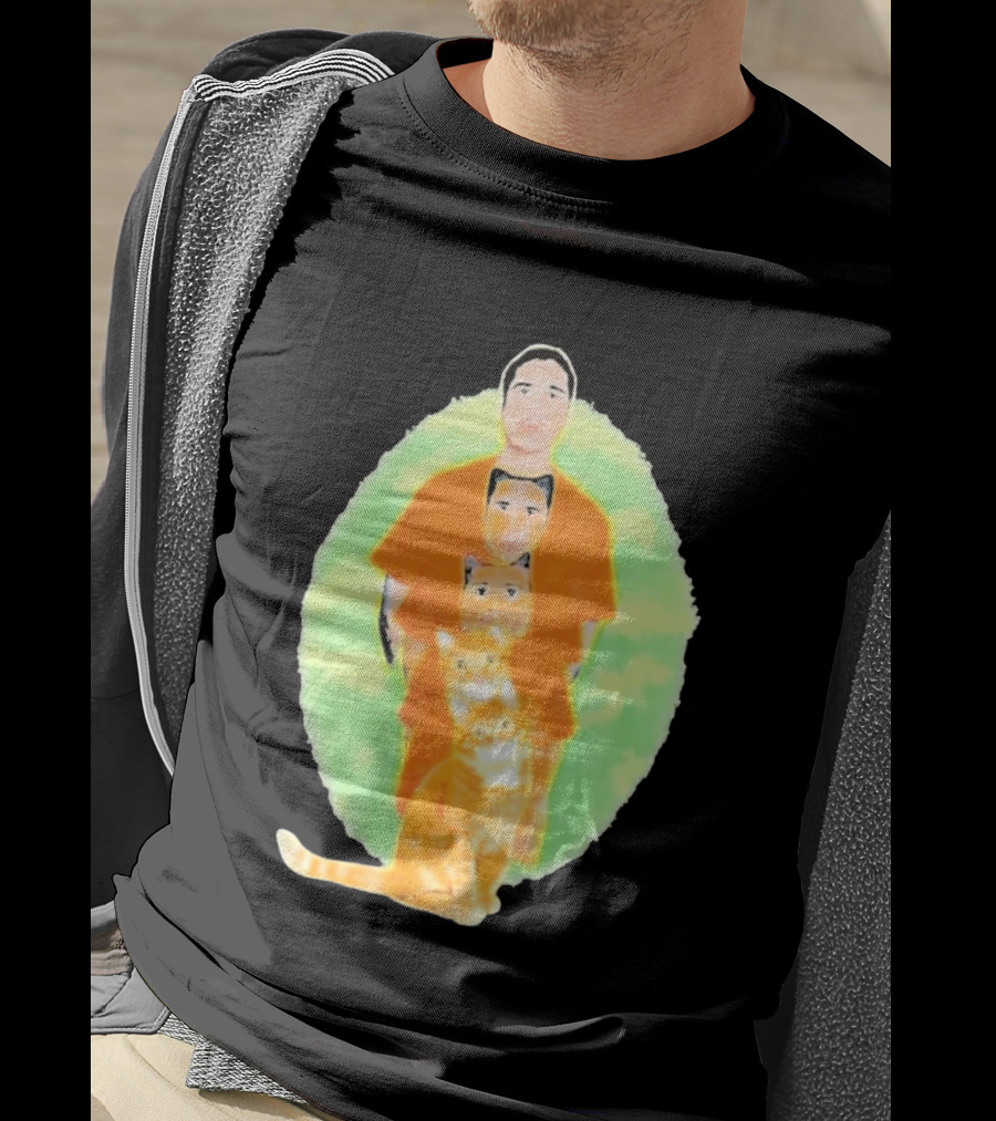 Julian And Logan Julian And Logan Logan Meows With Orange Cat Stack T-Shirt