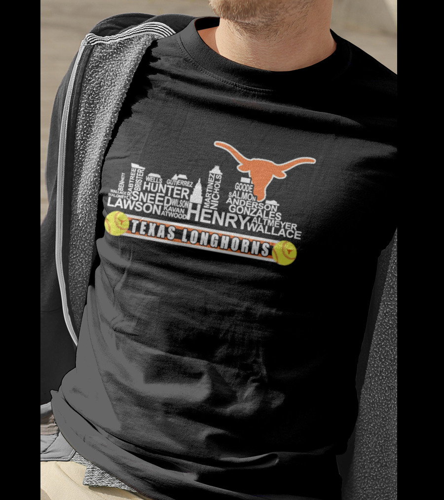 Texas Longhorns Softball Henry Anderson Hunter Skyline T-Shirt