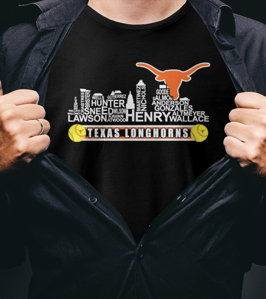 Texas Longhorns Softball Henry Anderson Hunter Skyline T-Shirt