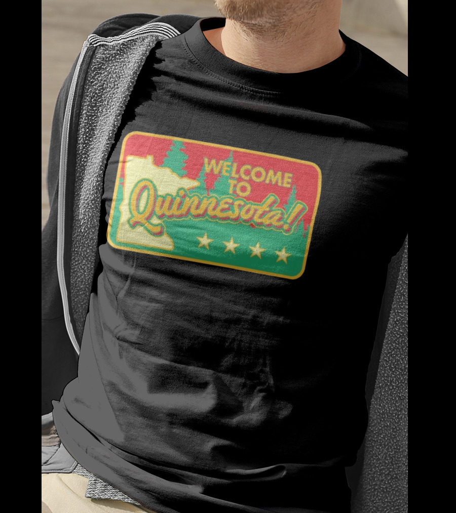 Welcome To Quinnesota State Map Forest Theme With Stars T-Shirt