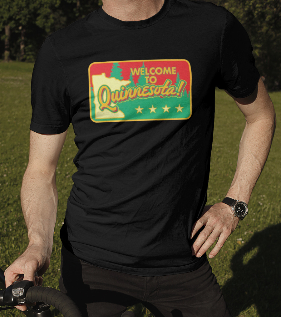 Welcome To Quinnesota State Map Forest Theme With Stars T-Shirt
