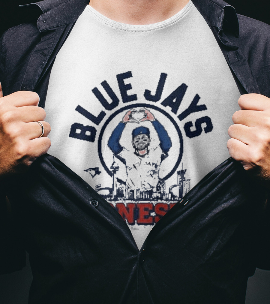Blue Jays Ernesto Skyline Catch Celebration T-Shirt