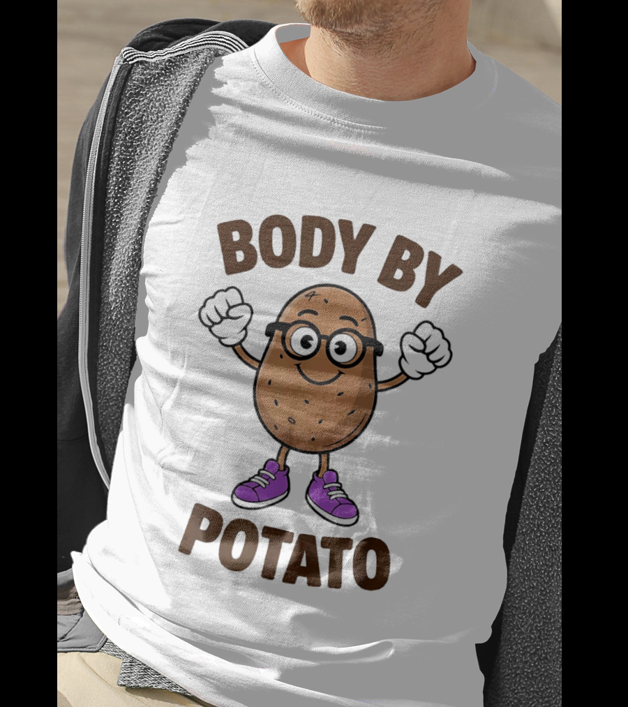Body By Potato Cartoon Potato With Glasses And Sneakers T-Shirt