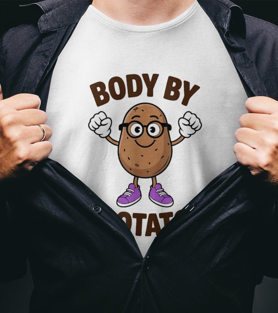 Body By Potato Cartoon Potato With Glasses And Sneakers T-Shirt