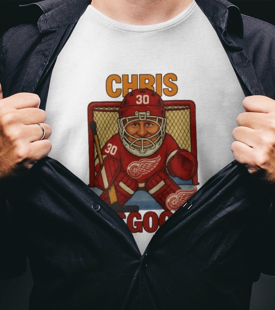 CHRIS OSGOOD 30 Detroit Red Wings Hockey Goalie Caricature T-Shirt