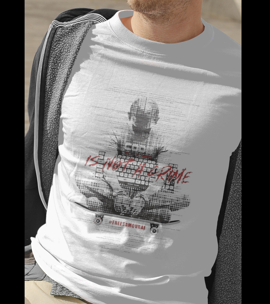 Coder Figure With Binary Text Code Is Not A Crime T-Shirt