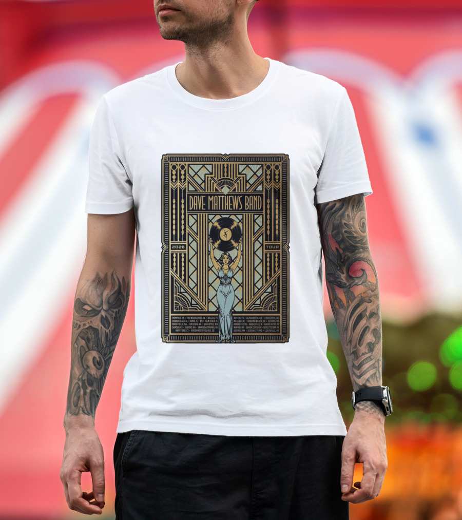 Dave Matthews Band 2026 Fall Tour Art Deco Concert Dates And Cities T-Shirt