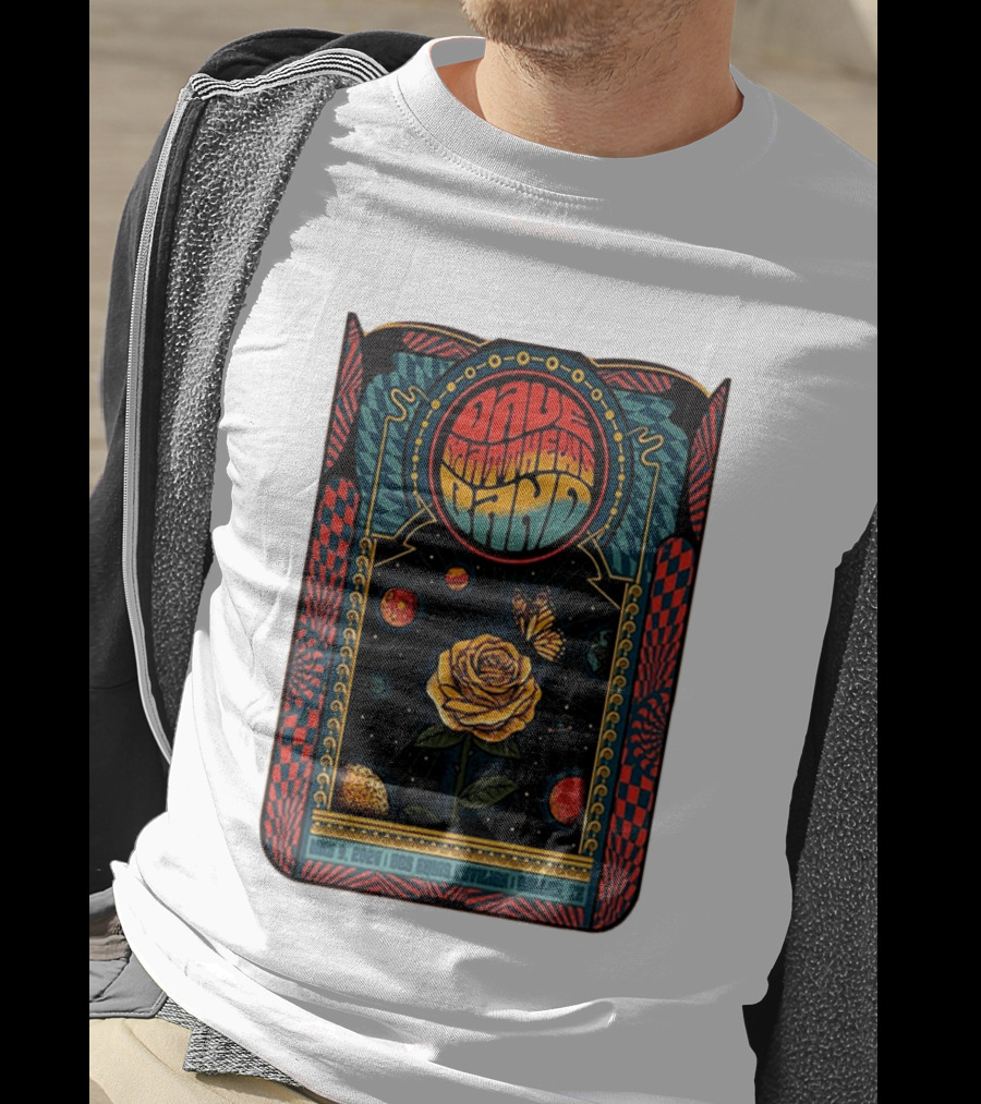 Dave Matthews Band May 9 2026 Dos Equis Pavilion Dallas TX Retro Psychedelic Butterfly Rose Planet T-Shirt