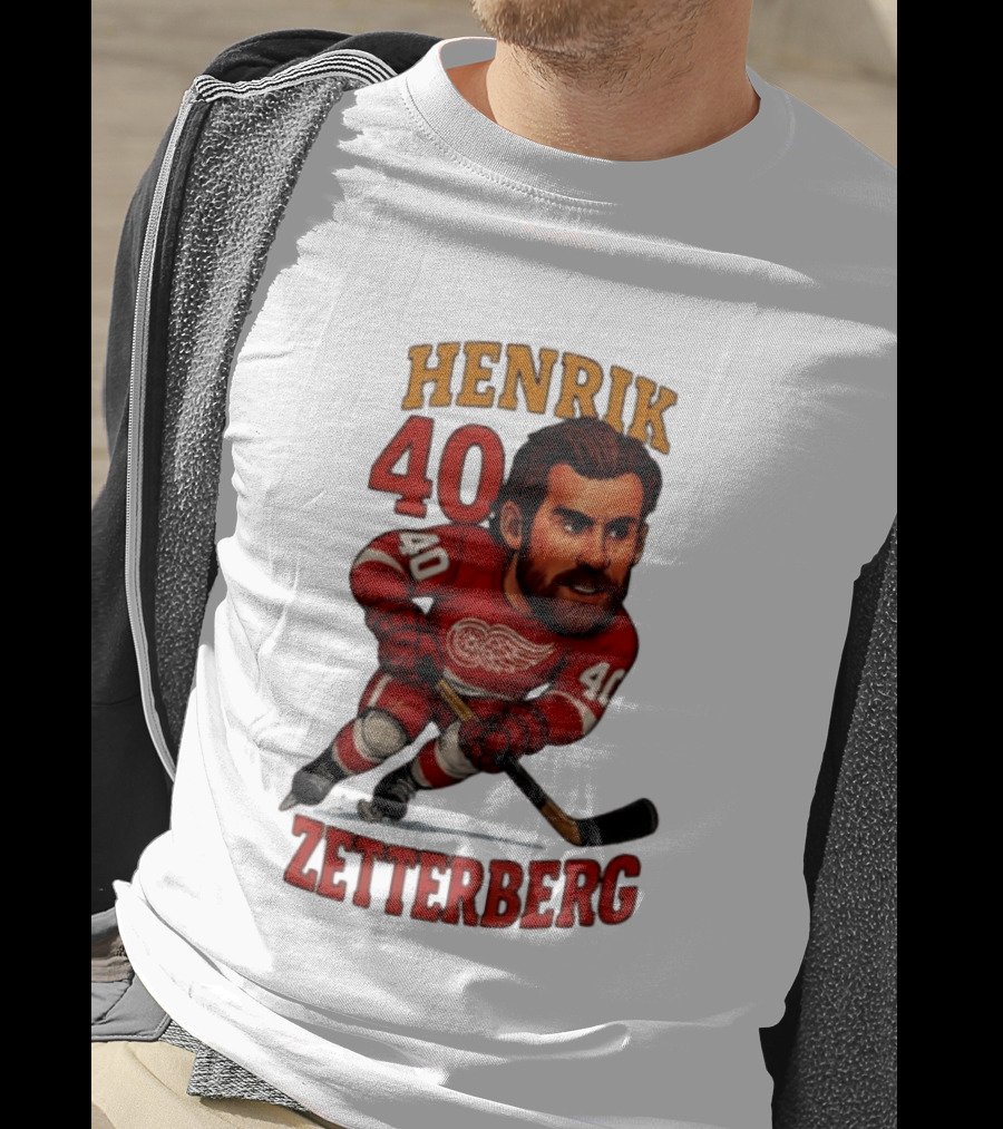 Henrik Zetterberg 40 Detroit Red Wings Hockey Player Caricature T-Shirt